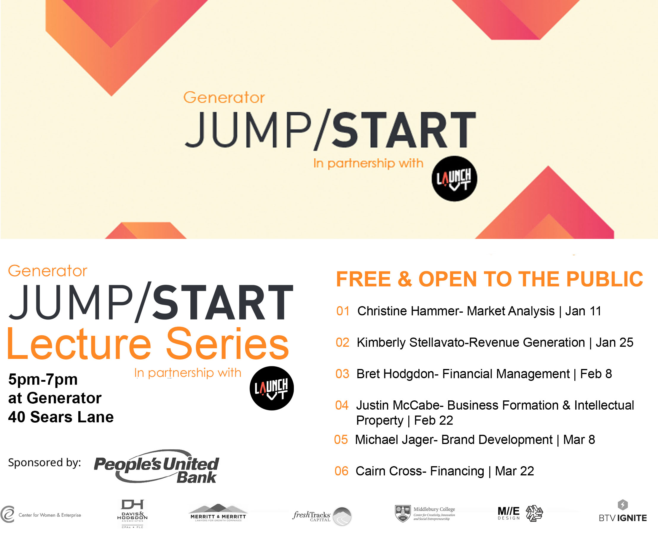 Jump/Start Lecture Series Starts on Jan 11