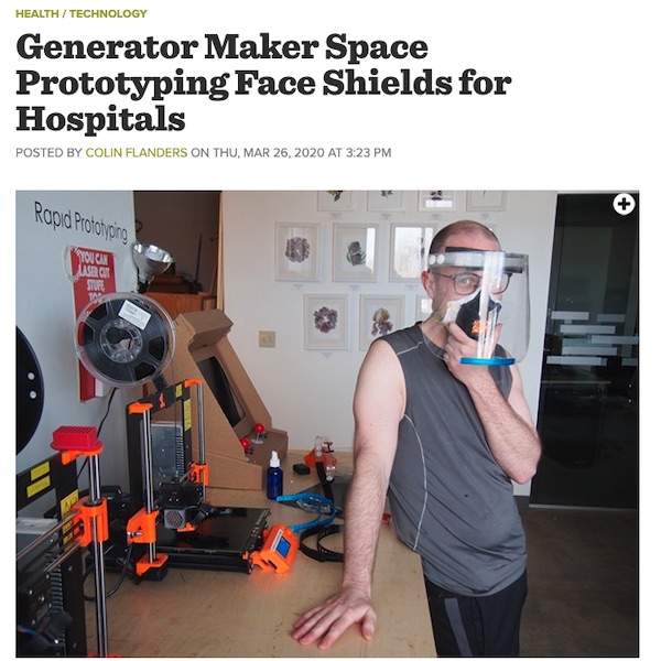 Seven Days: Generator Maker Space Prototyping Face Shields for Hospitals